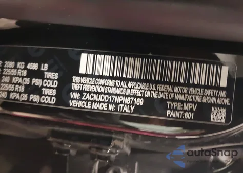 2022 Jeep Renegade Limited 4X4 z USA, uszkodzony, nr VIN ZACNJDD17NPN67169